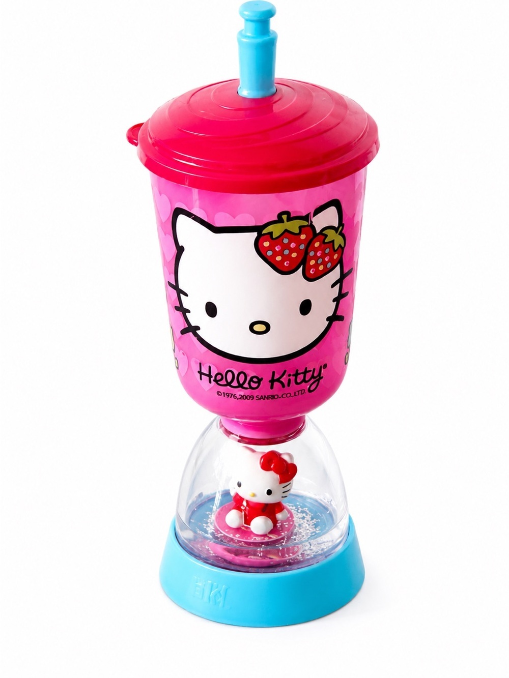 Rare Hello Kitty Pink Kids Cup Strawberry Sparkle Globe Lid Straw 2008